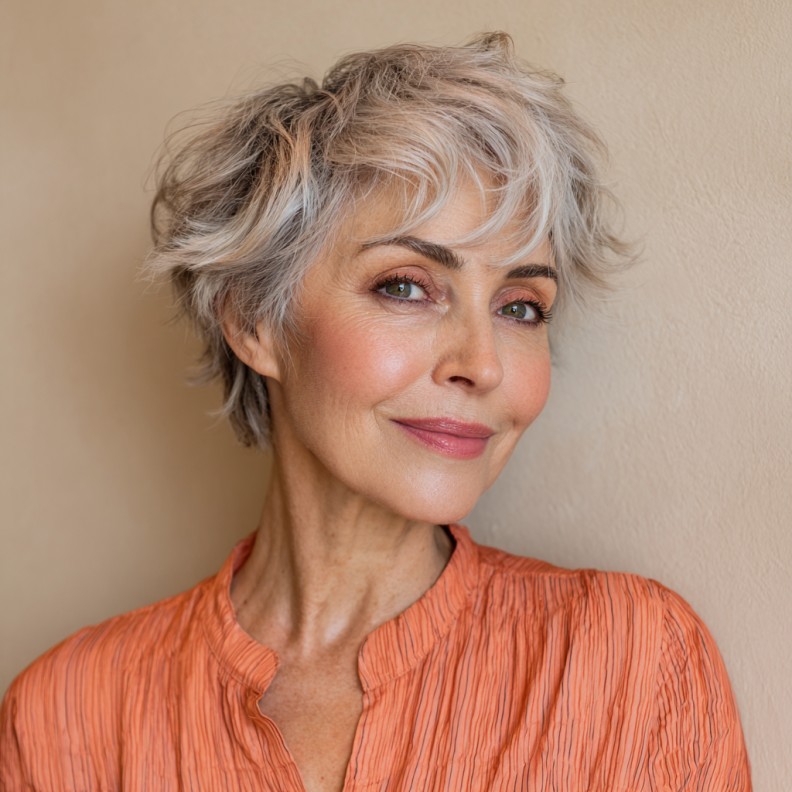 Chic Textured Short Cut with Wispy Bangs