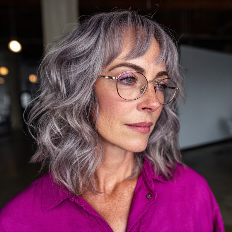 Chic Textured Waves with Wispy Bangs