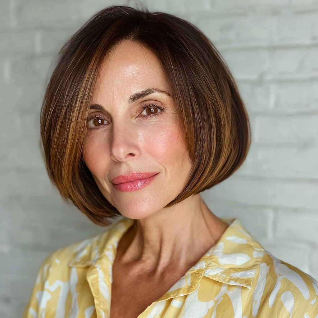Classic Rounded Bob with Subtle Caramel Highlights