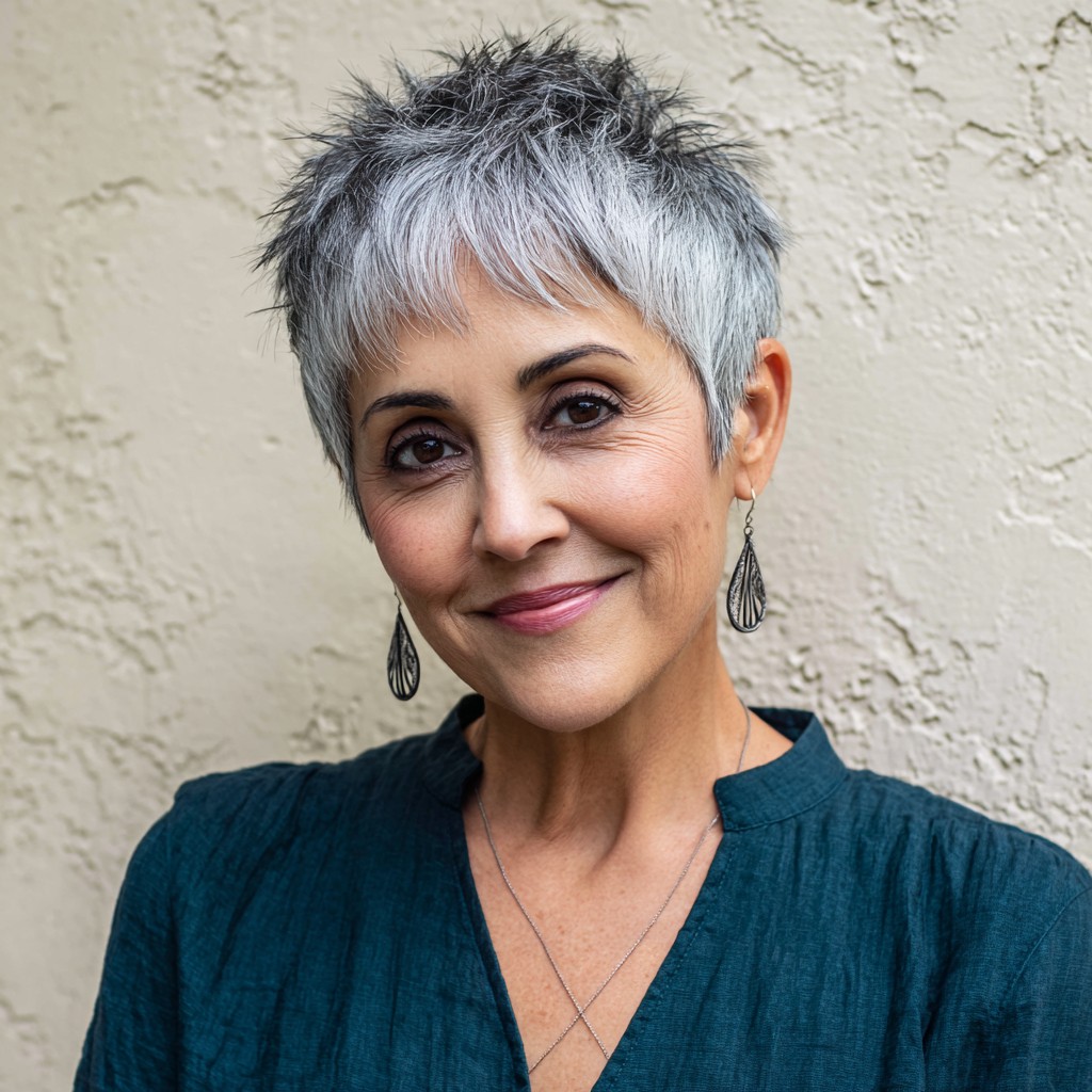 Edgy Textured Pixie with Bold Bangs