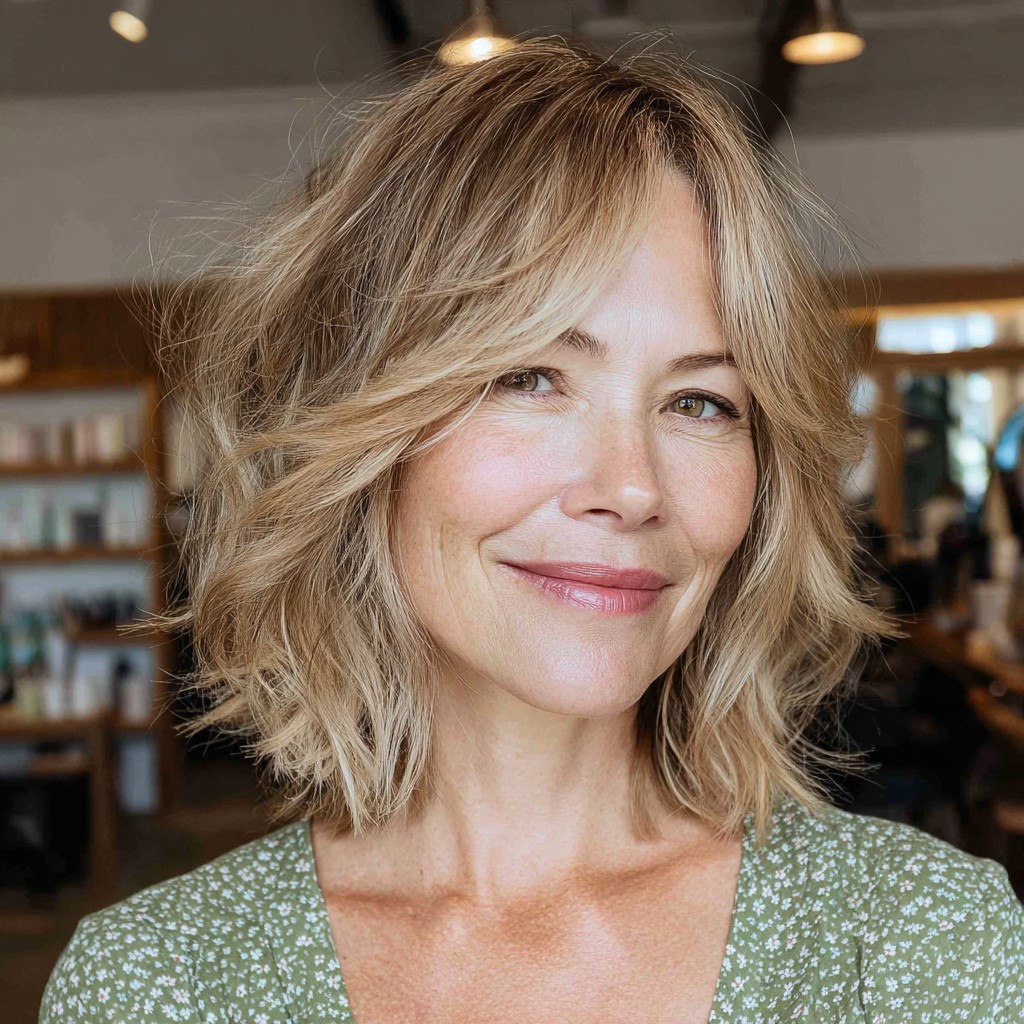 Effortless Textured Lob with Subtle Highlights