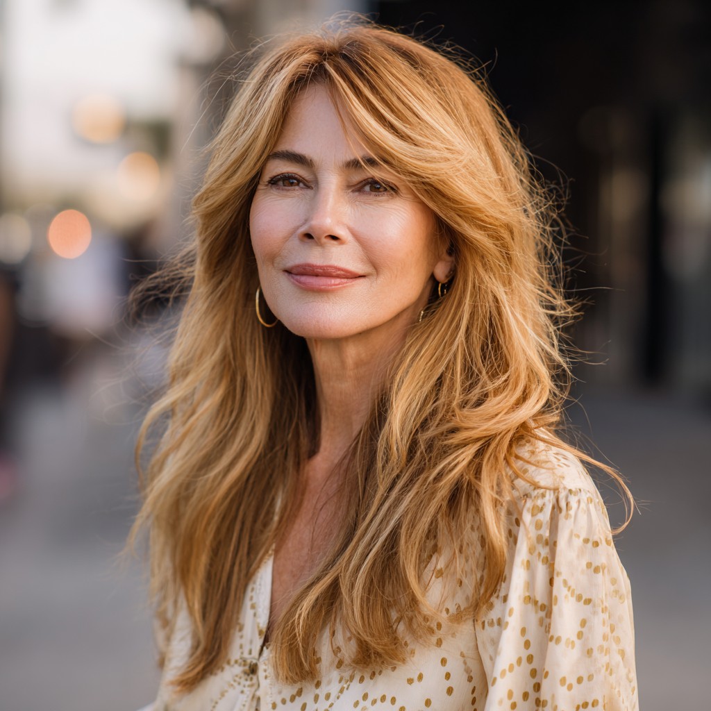 Elegant Long Layers with Soft Side Bangs