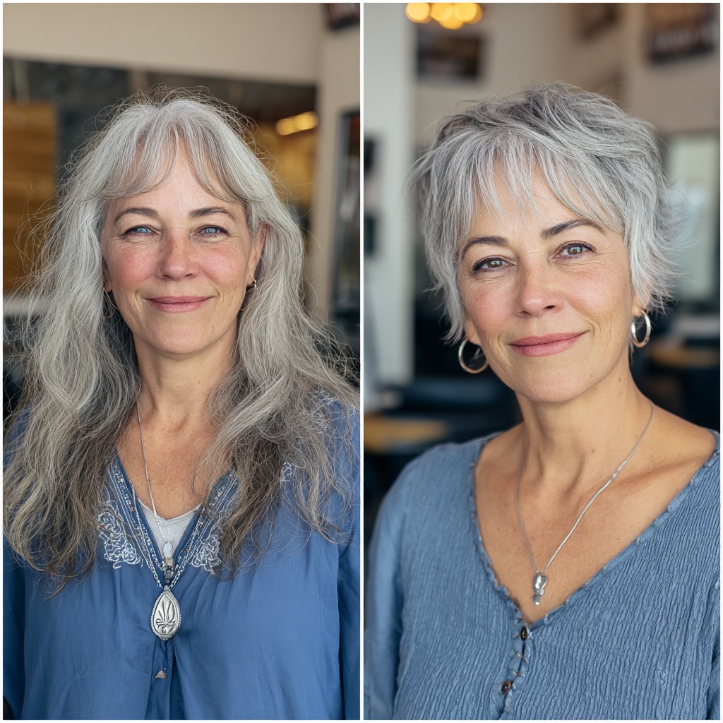 Elegant Silver Tousled Pixie with Soft Layers