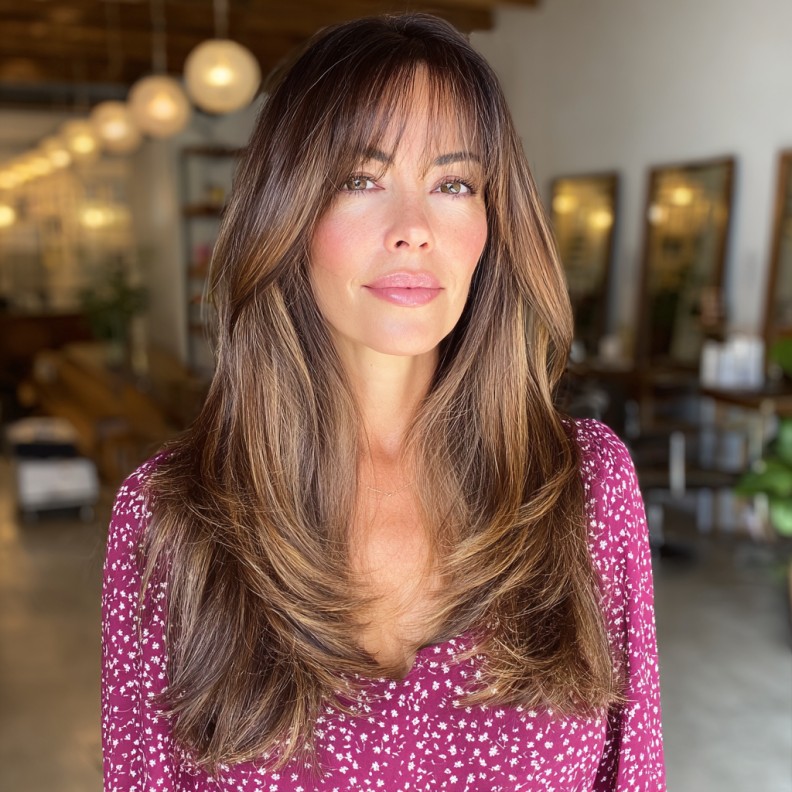 Gorgeous Long Layers with Soft Wispy Bangs