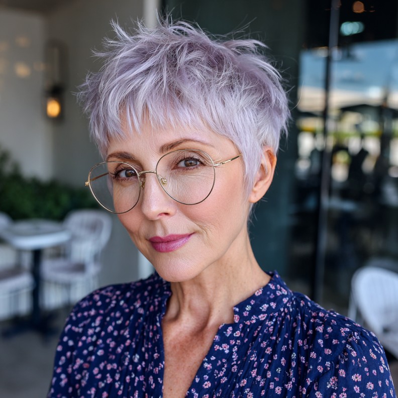 Playful Light Purple Tousled Pixie Cut