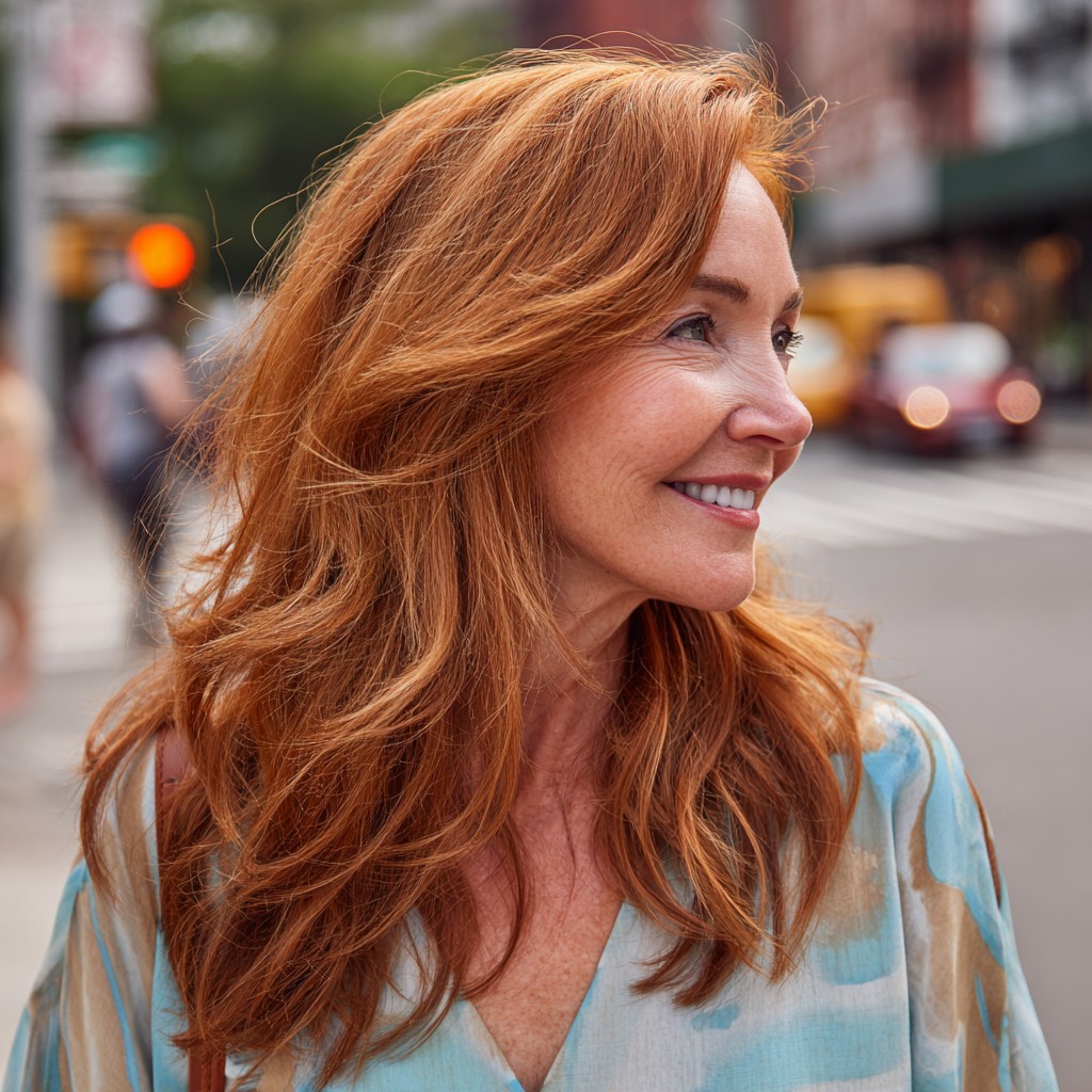 Radiant Long Layers with Fluffy Bangs