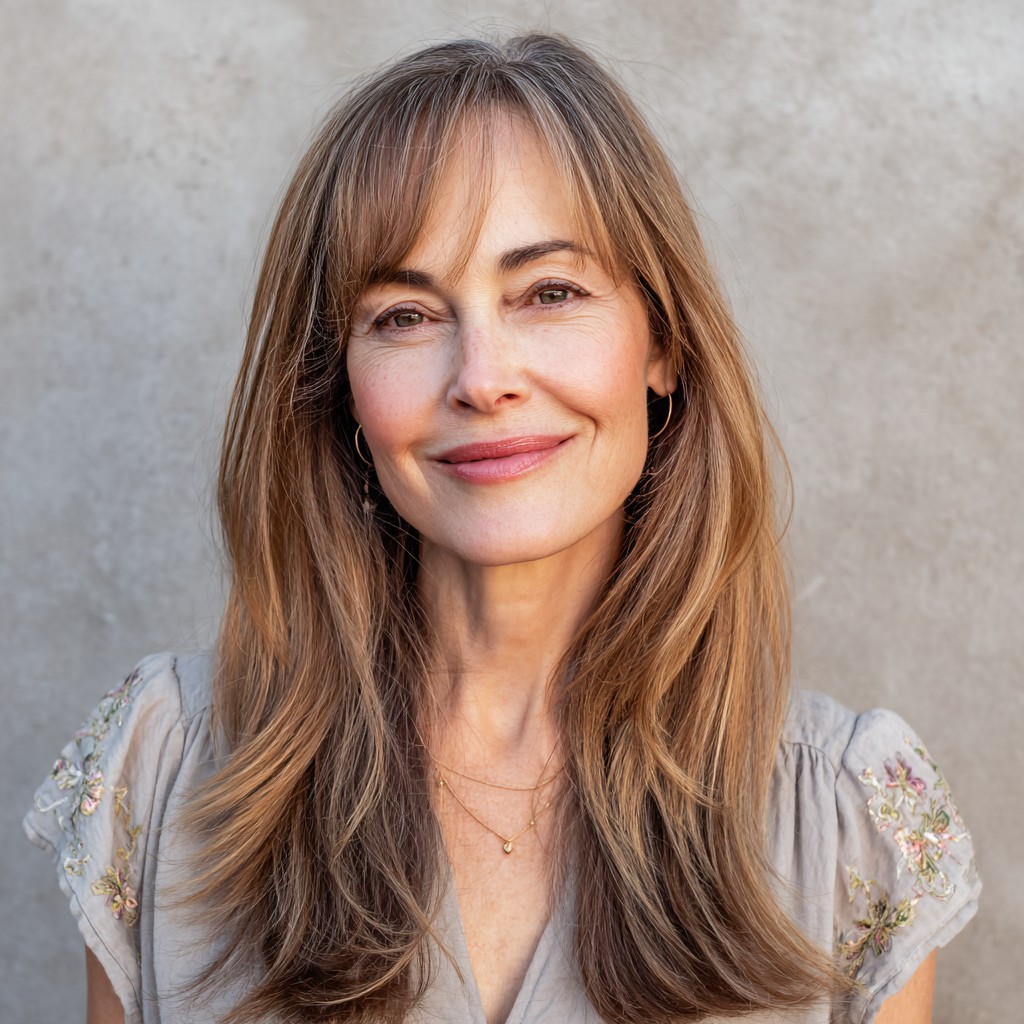 Softly Framed Long Bangs with Gentle Layers