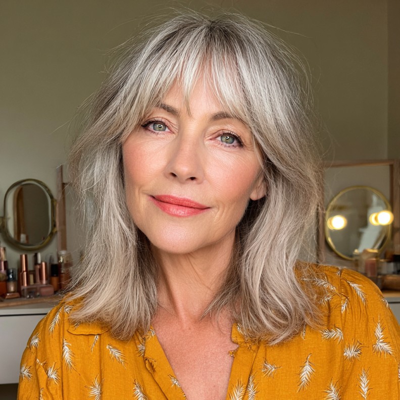 Softly Layered Wispy Bangs with Subtle Highlights