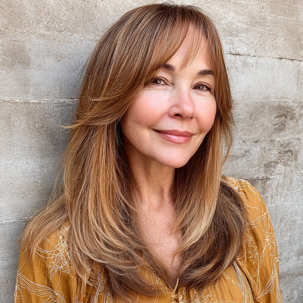 Stylish Long Layers with Soft Side Bangs