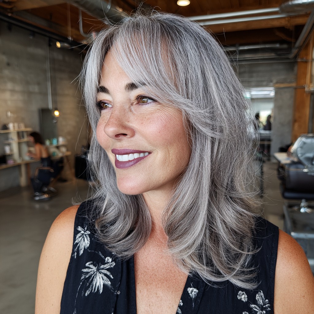 Stylish Long Side Bangs with Textured Layers