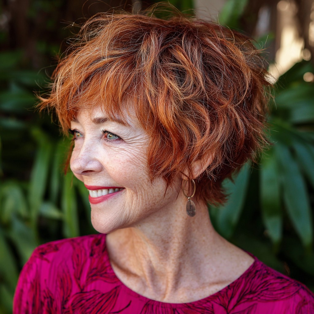 Textured Copper Curly Crop for a Fresh Look