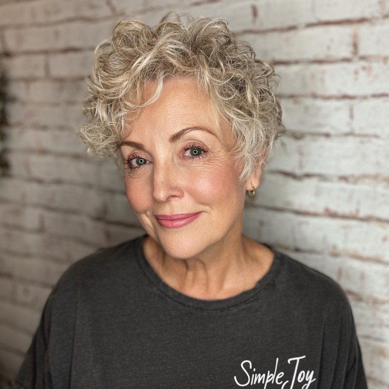 Textured Curly Pixie Cut with Defined Volume