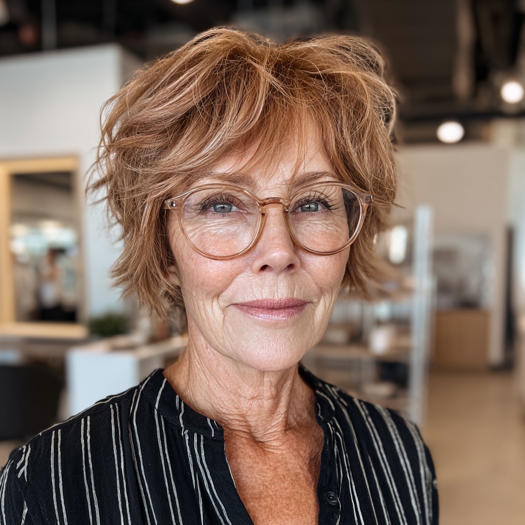 Textured Golden Copper Shag with Soft Layers