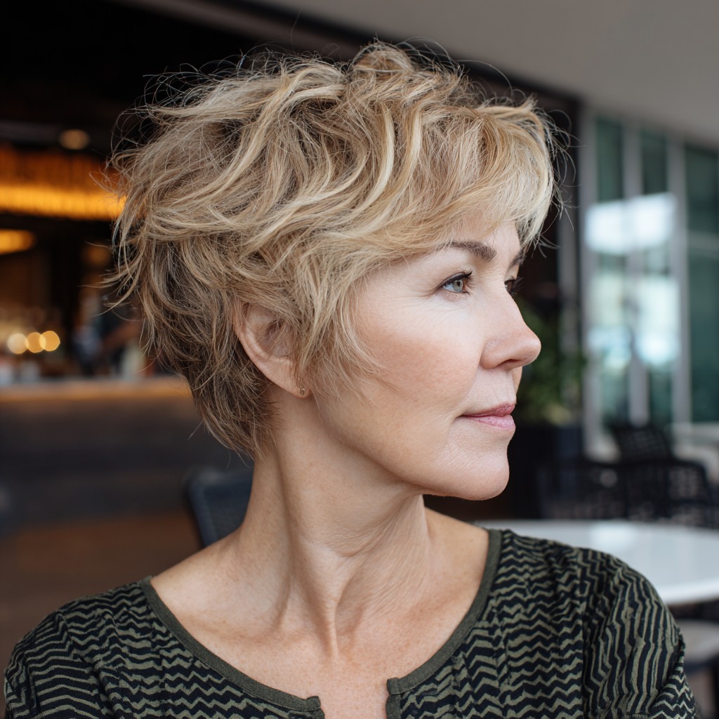 Textured Golden Pixie Cut with Soft Flicks