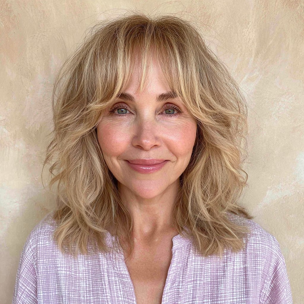 Textured Shoulder-Length Cut with Soft Bangs