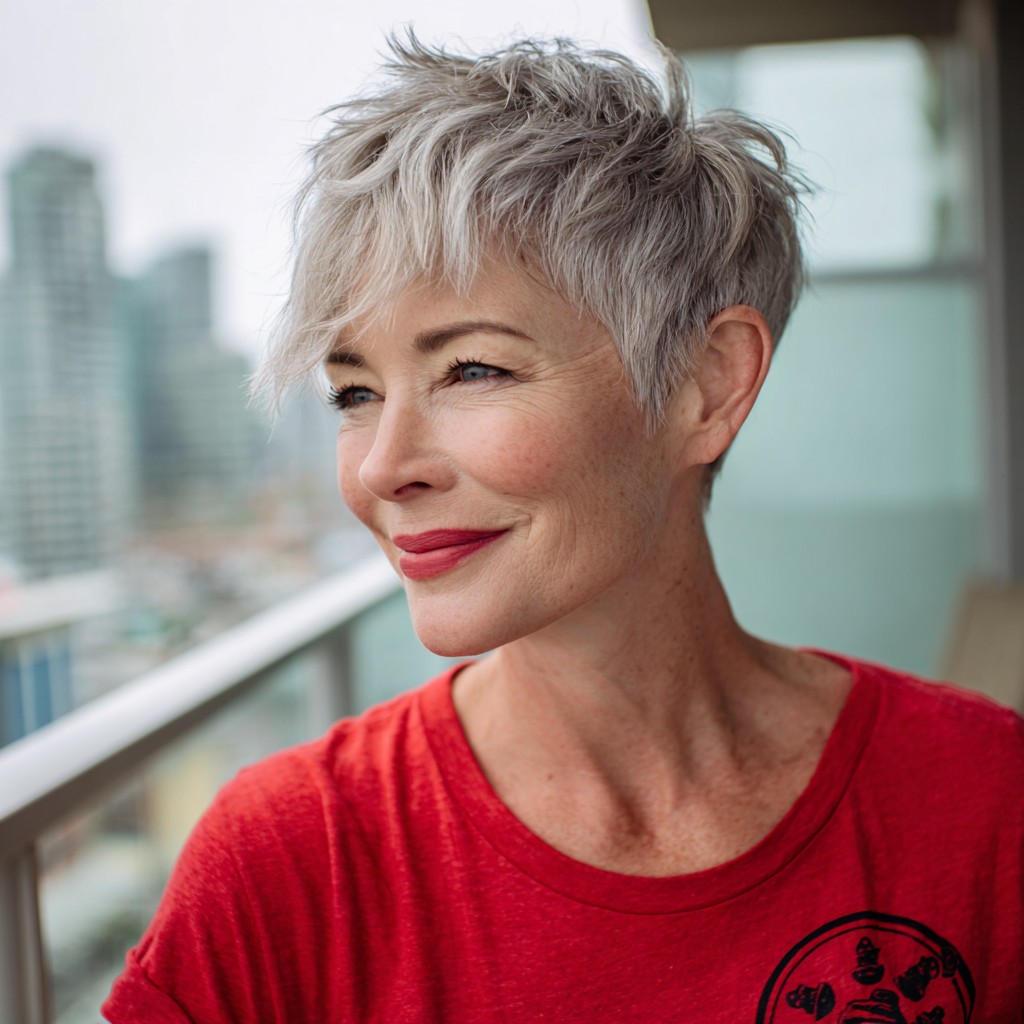 Textured Silver Pixie Cut for a Modern Edge