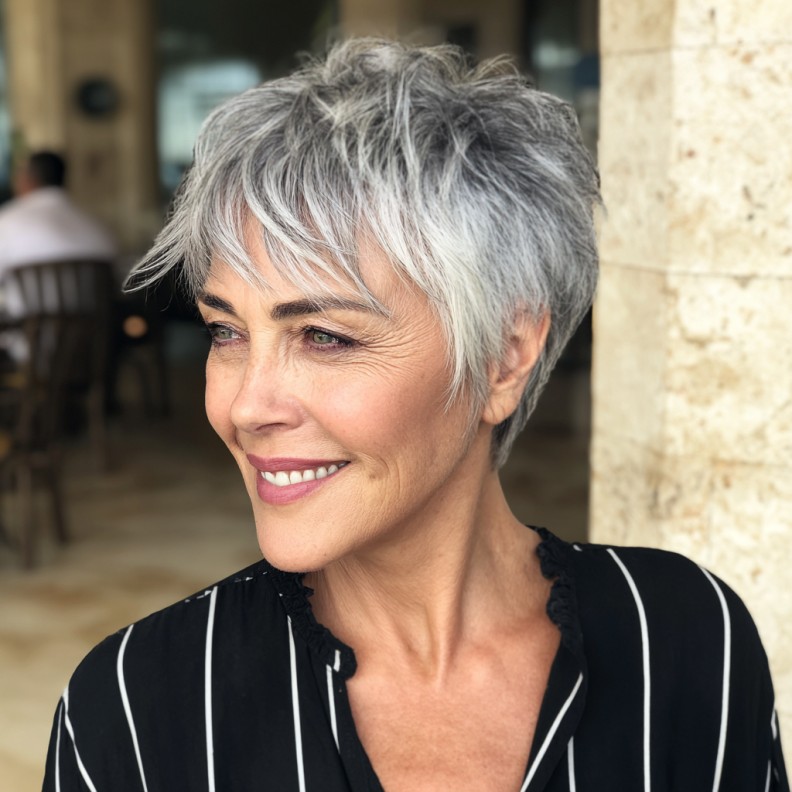 Textured Silver Pixie with Effortless Movement