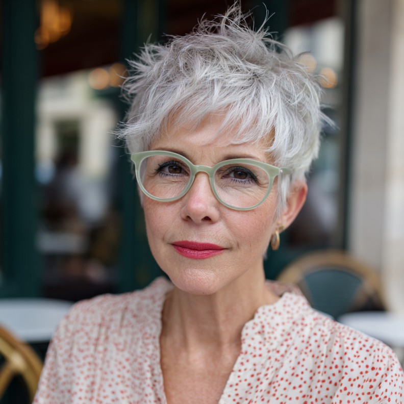 Textured Silver Pixie with Playful Volume
