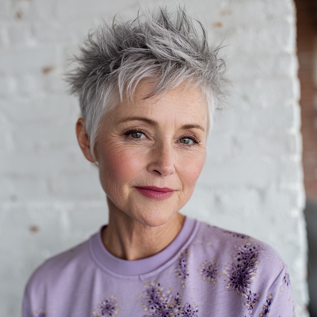Textured Silver Spiky Pixie Cut