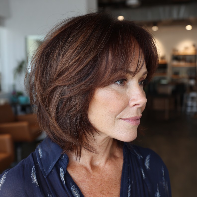 Textured Wispy Bangs with Soft Layers