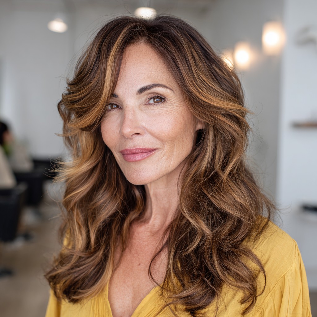 Voluminous Long Layers with Soft Side Bangs