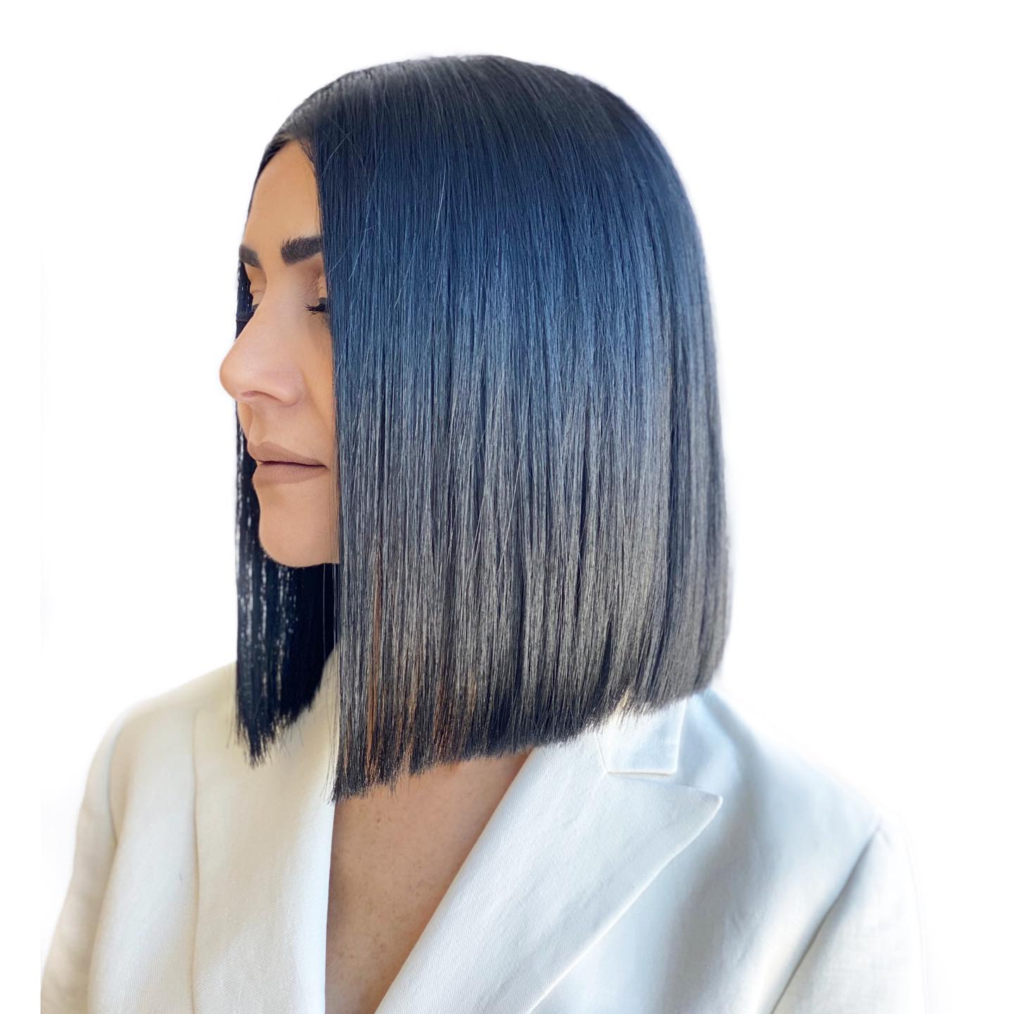Bold Blunt Bob with Glossy Finish