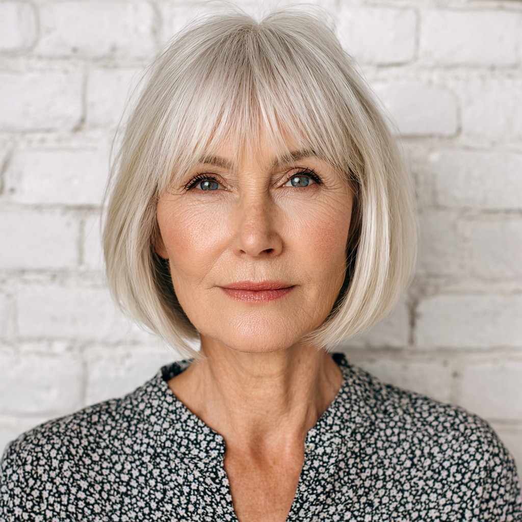 Chic Textured Blunt Bob with Soft Bangs