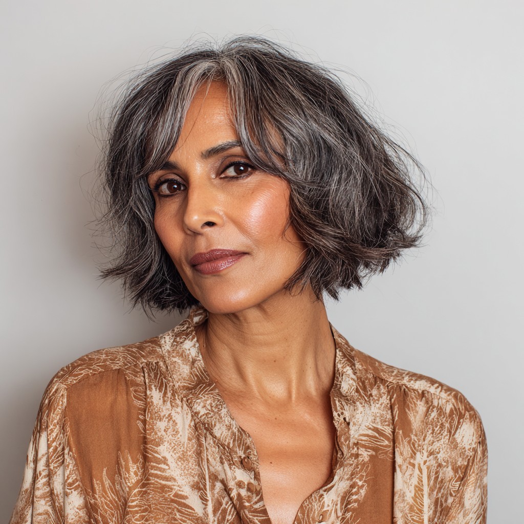 Chic Textured Blunt Bob with Subtle Curls