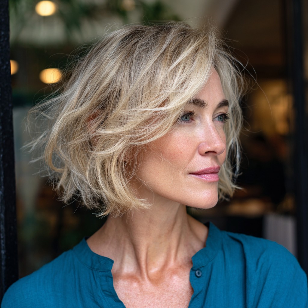 Effortlessly Textured Shoulder-Length Cut with Soft Waves