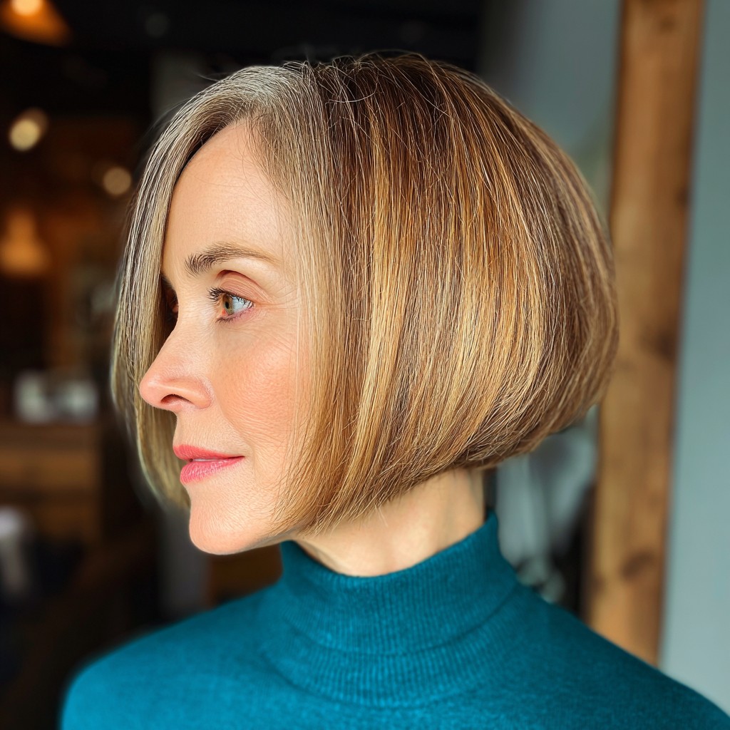 Elegant A-Line Blunt Bob with Subtle Highlights