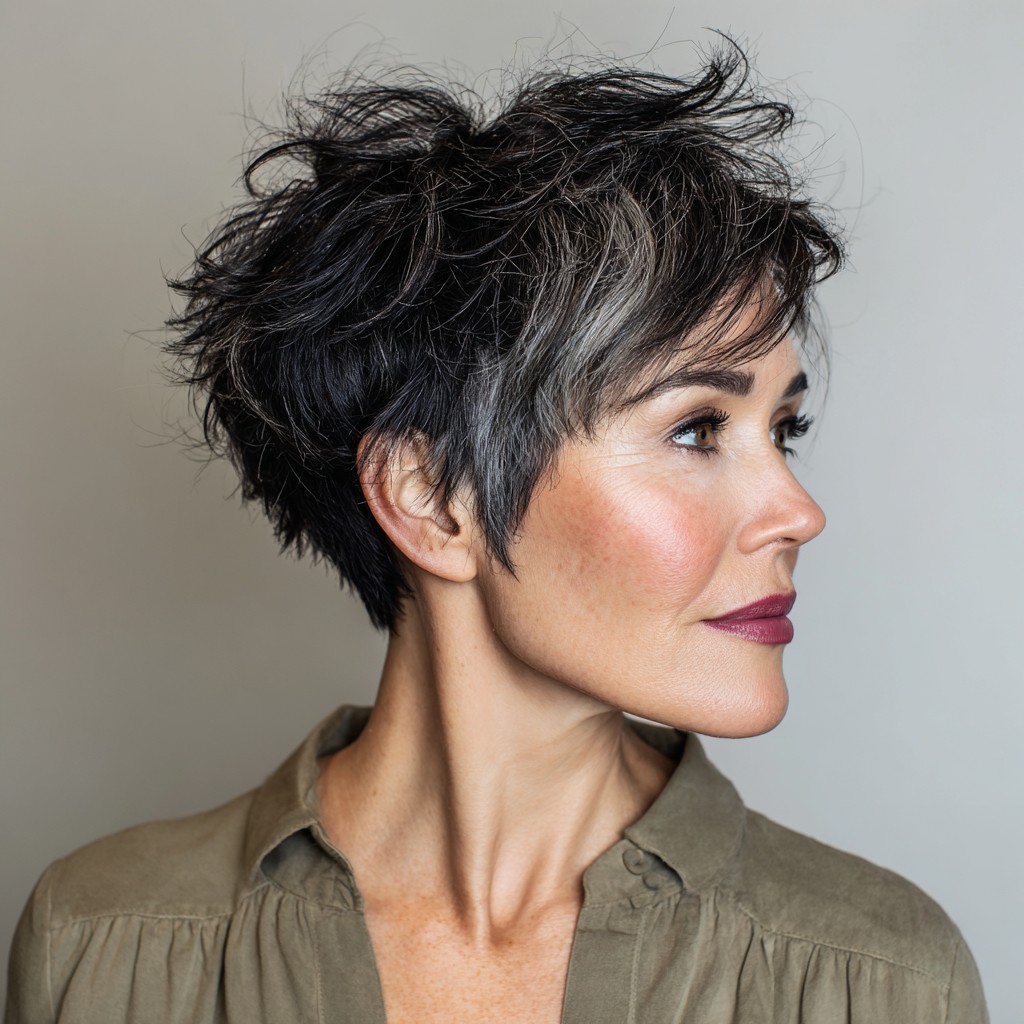 Modern Textured Pixie Cut with Silver Accents