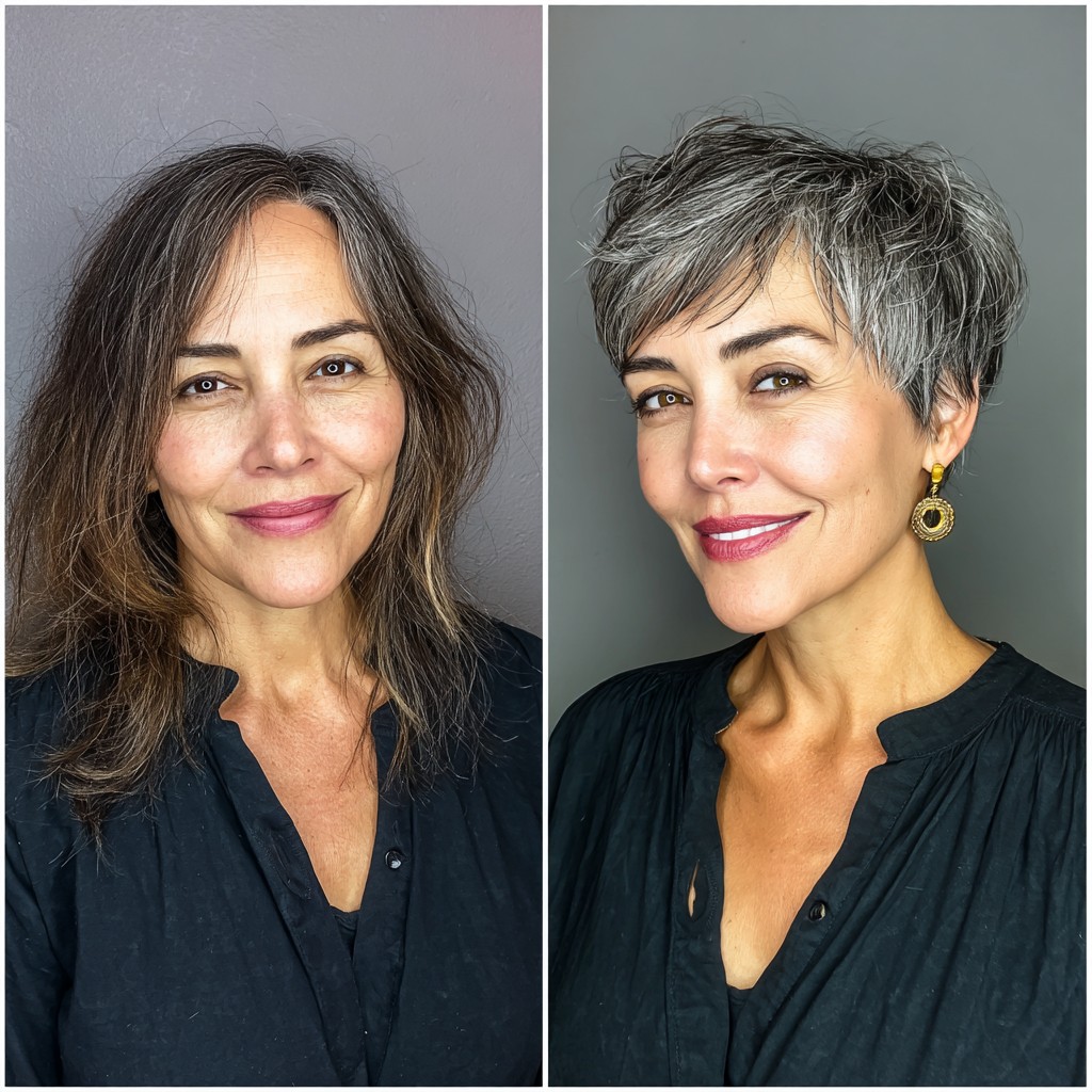 Modern Textured Pixie Cut with Silver Highlights