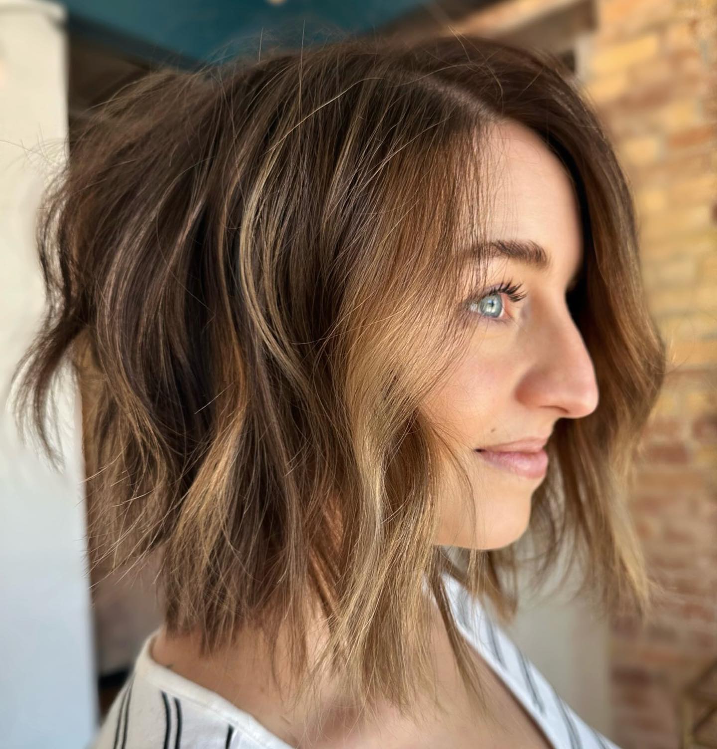 Modern Tousled Wavy Bob with Subtle Ombre