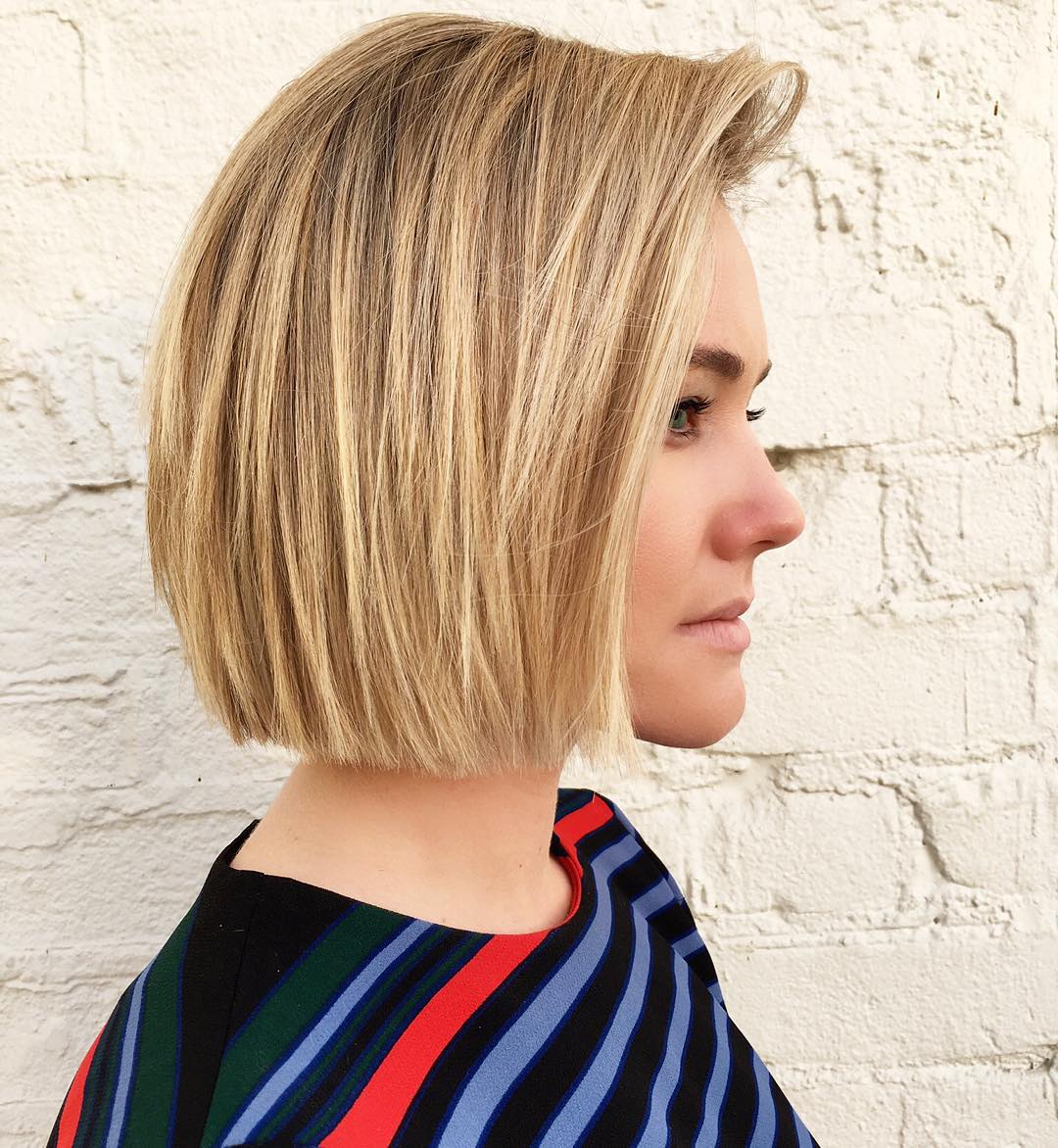 Sleek Blunt Bob with Subtle Side Part