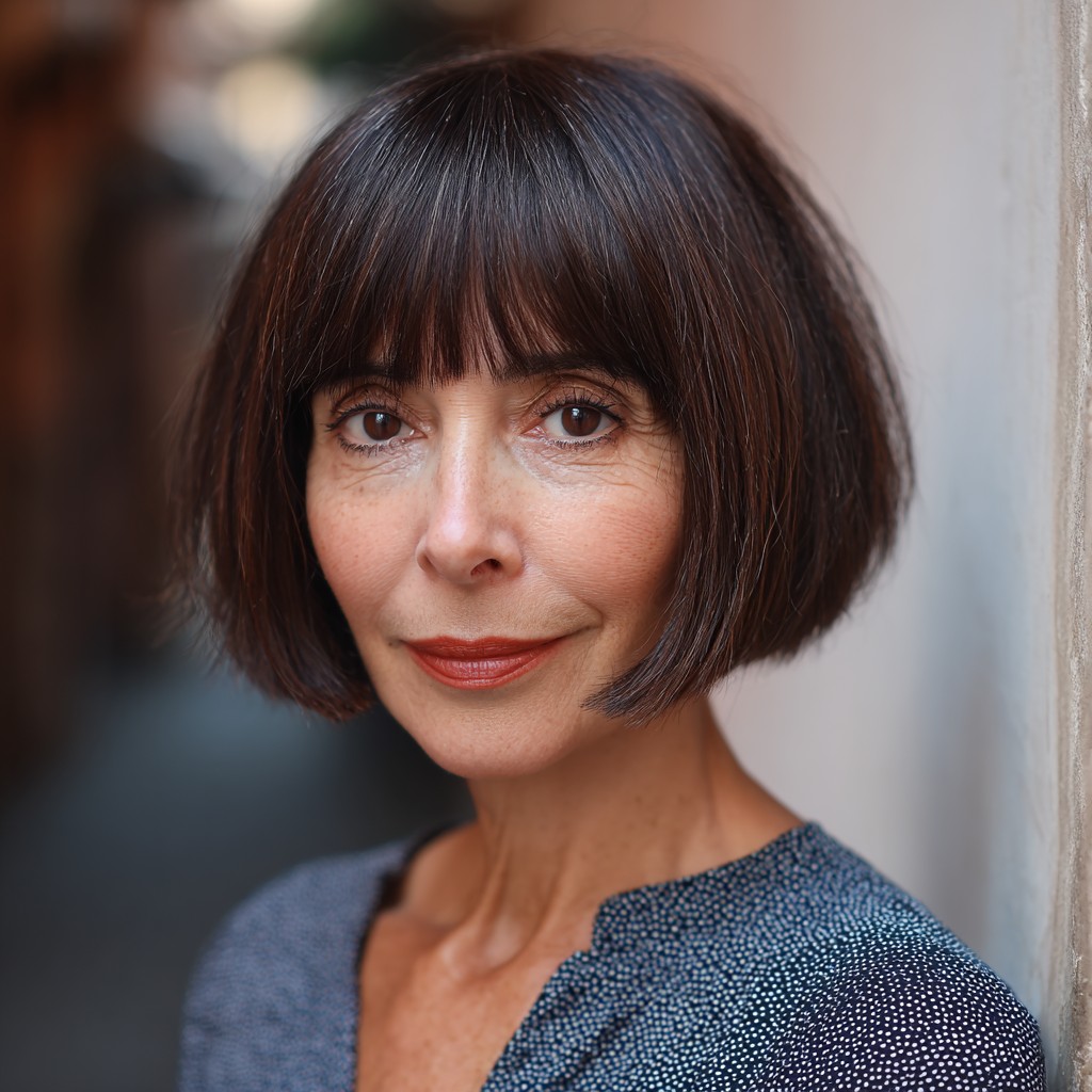 Textured Blunt Bob with Soft Bangs