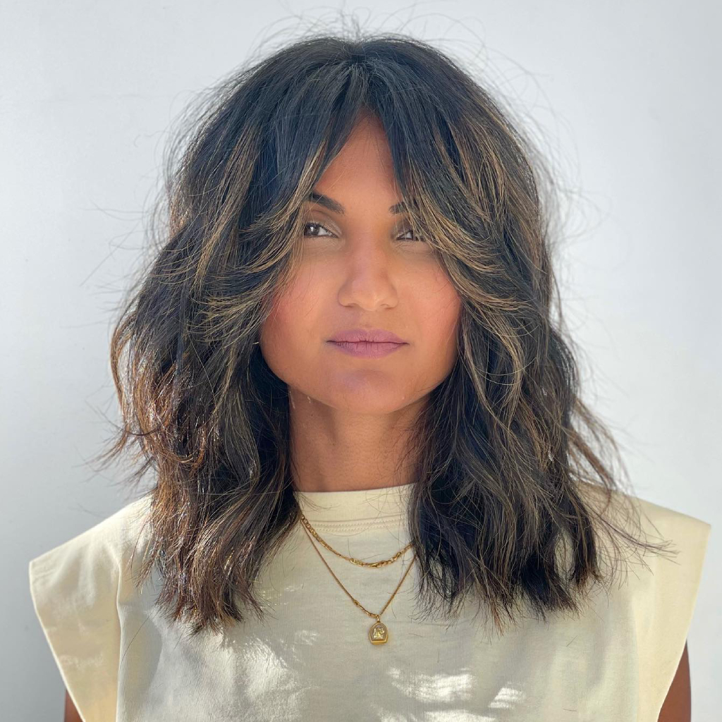 Textured Wavy Lob with Face-Frame Layers
