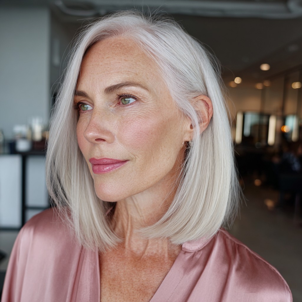 Chic Icy Blonde Bob with Subtle Layers