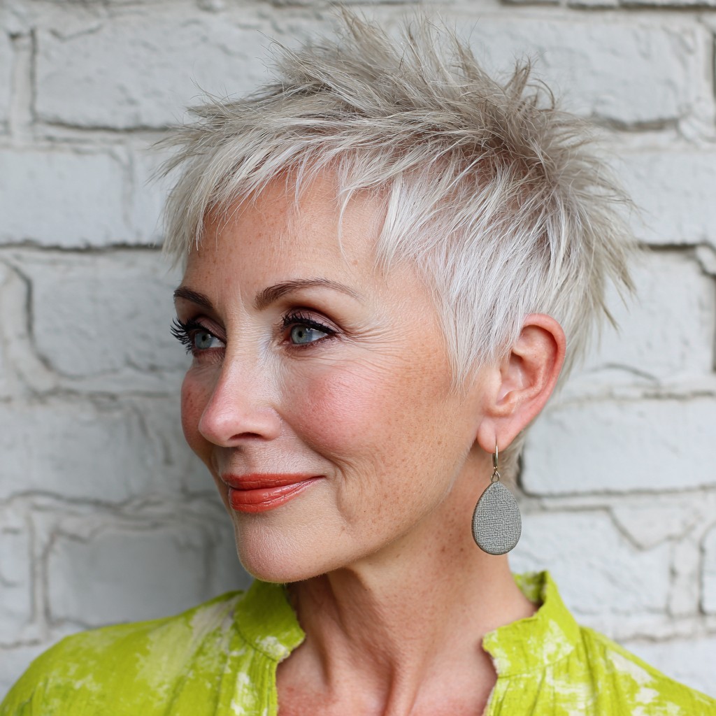 Chic Icy Blonde Textured Pixie Cut with Definition