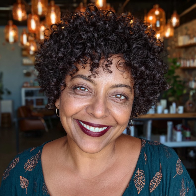 Curly Textured Pixie Bob with Soft Volume