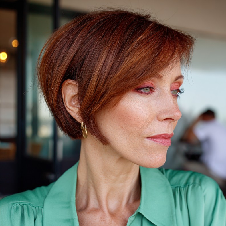 Elegant Copper Pixie Bob with Subtle Layers