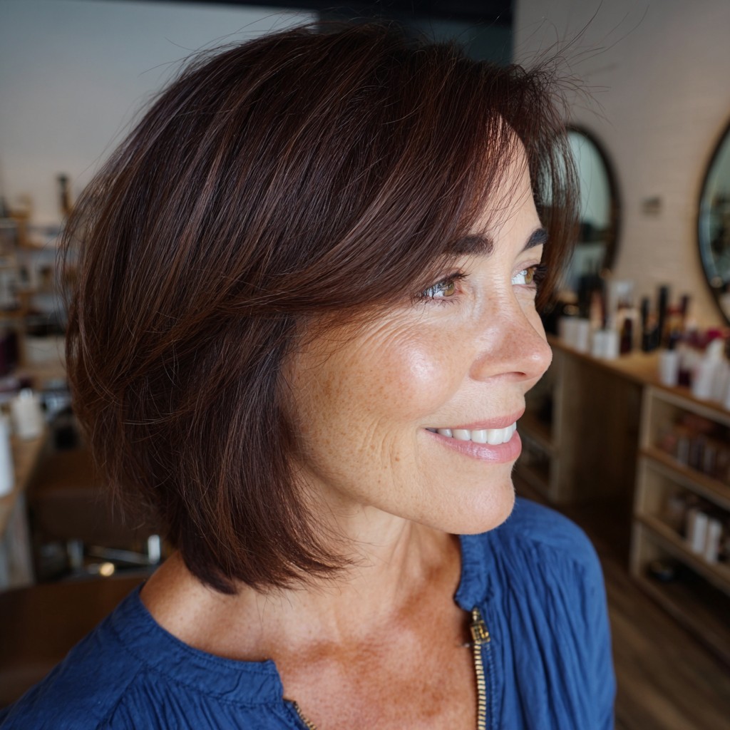 Elegant Shoulder-Length Cut with Soft Side Bangs