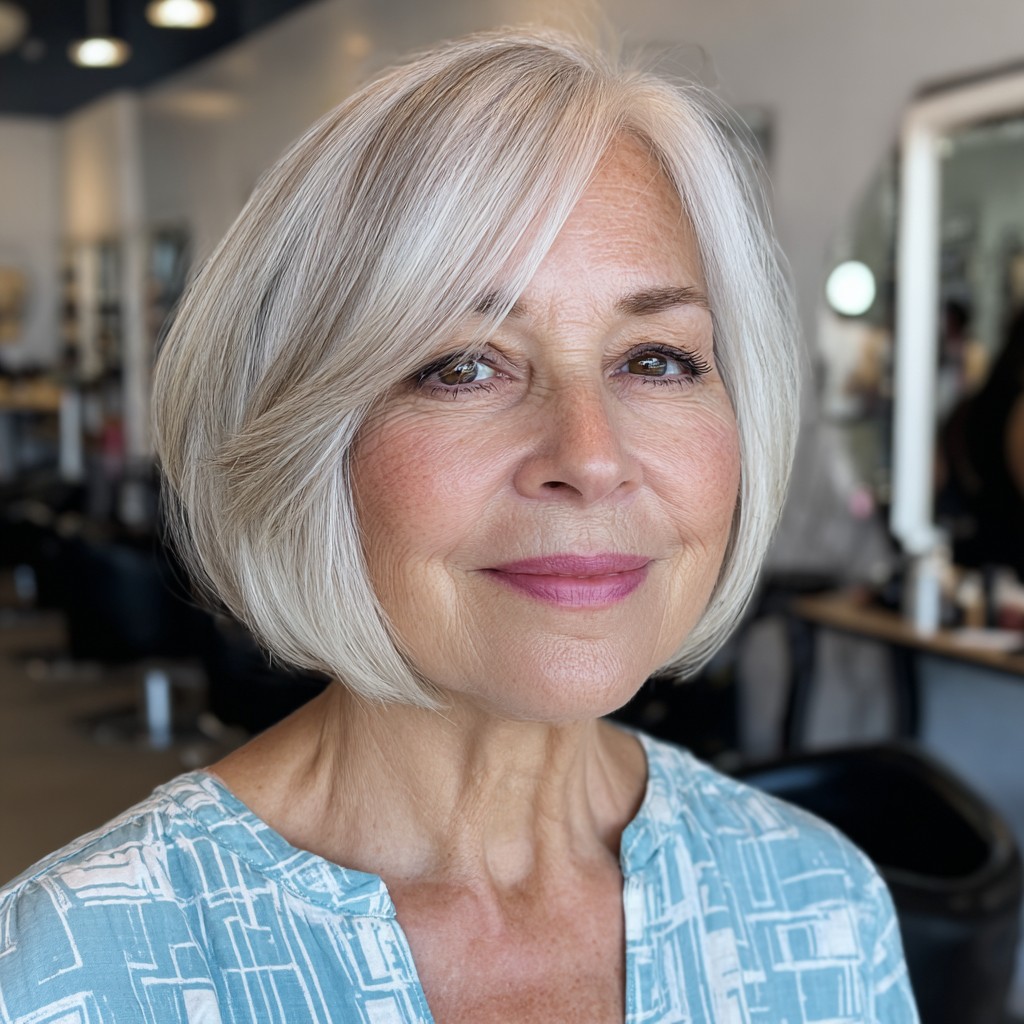 Modern Icy Blonde A-Line Cut with Soft Layers