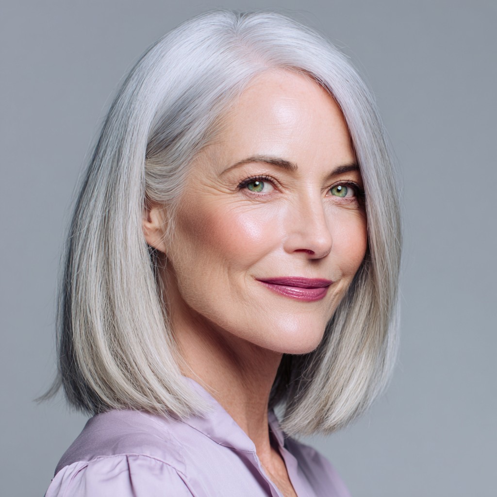 Modern Icy Blonde Lob with Subtle Depth