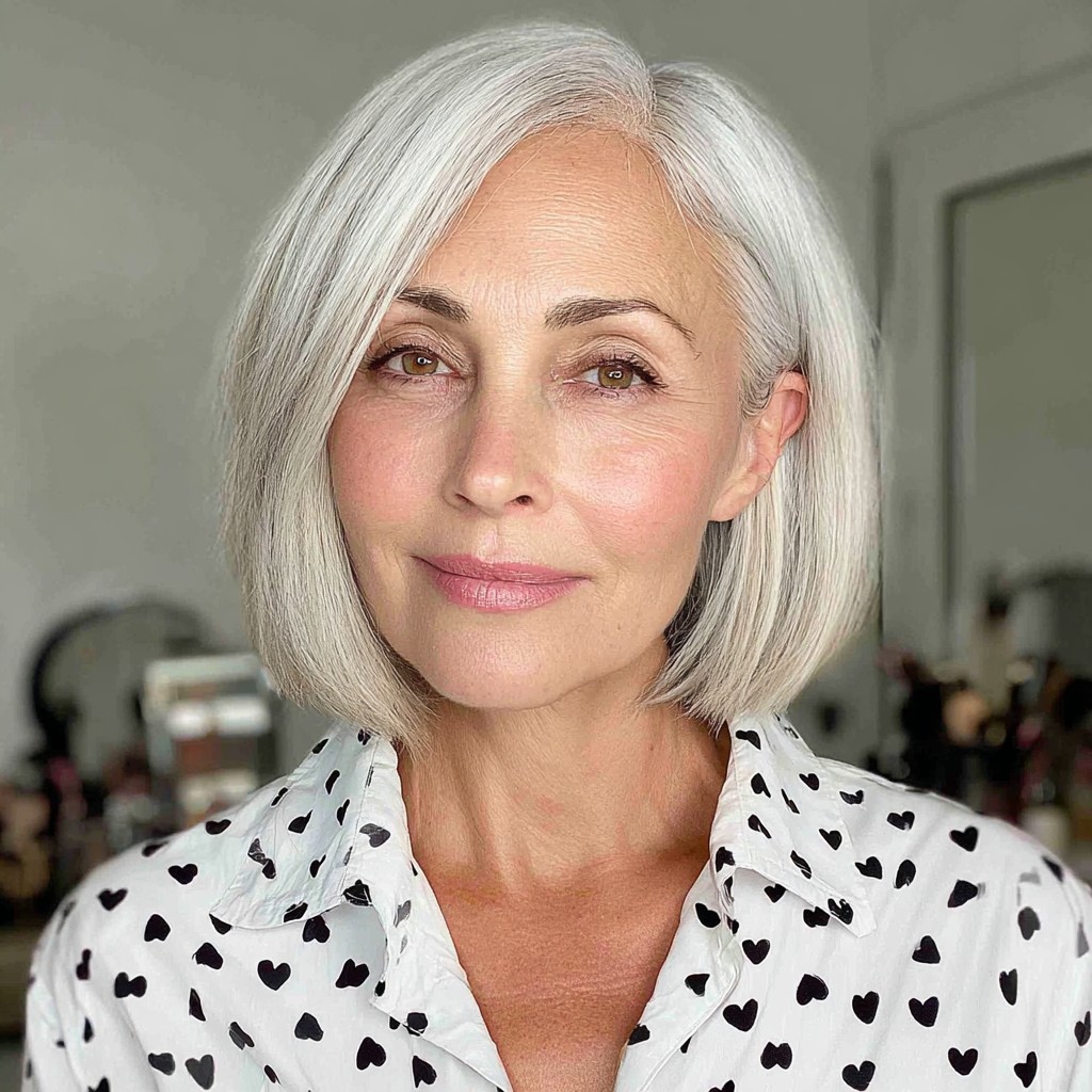 Modern Icy Blonde Straight Bob with Subtle Layers