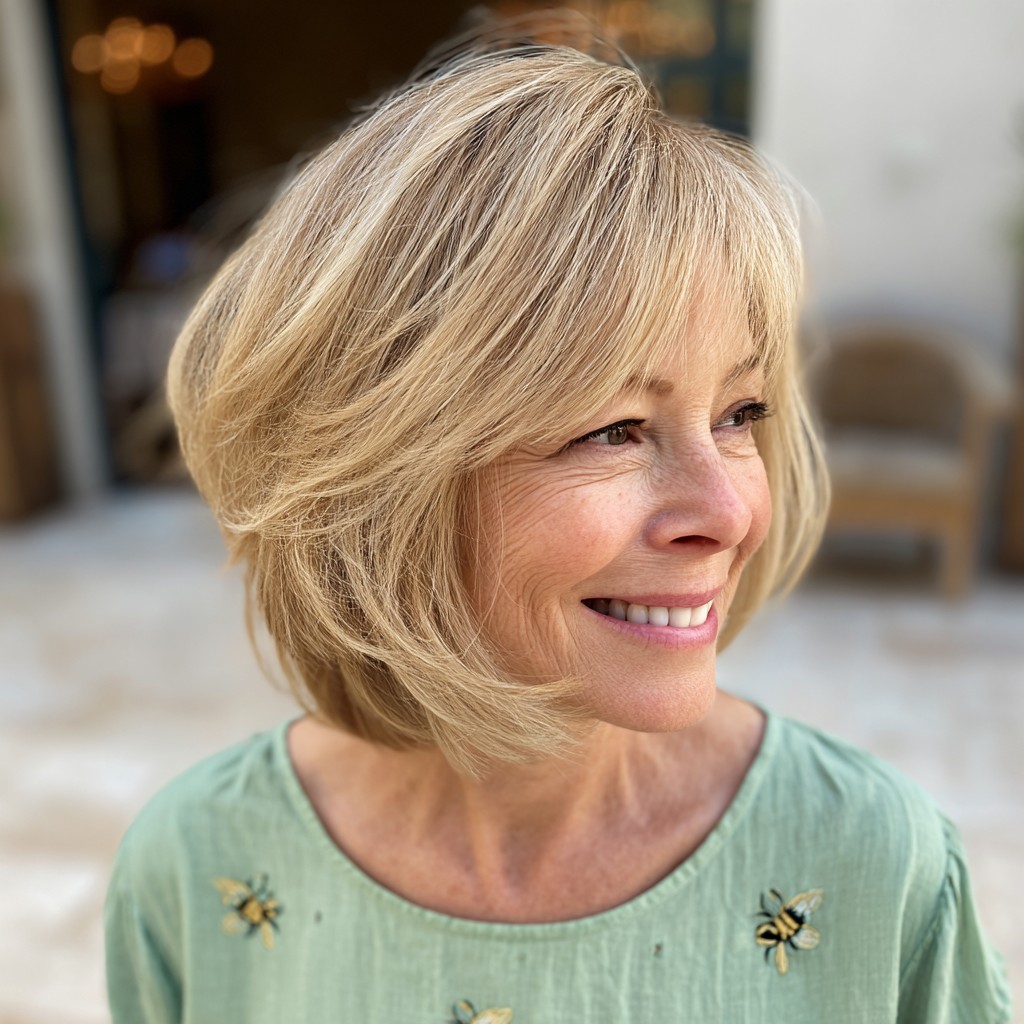 Modern Textured Bob with Wispy Side Bangs