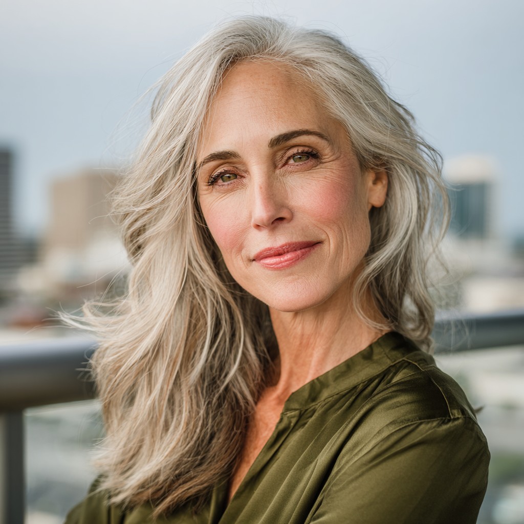 Soft Icy Blonde Waves with Subtle Layers