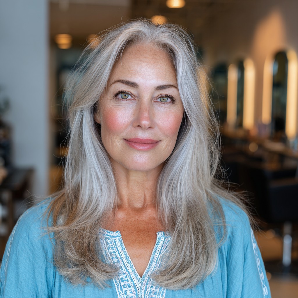 Softly Layered Icy Blonde with Natural Texture