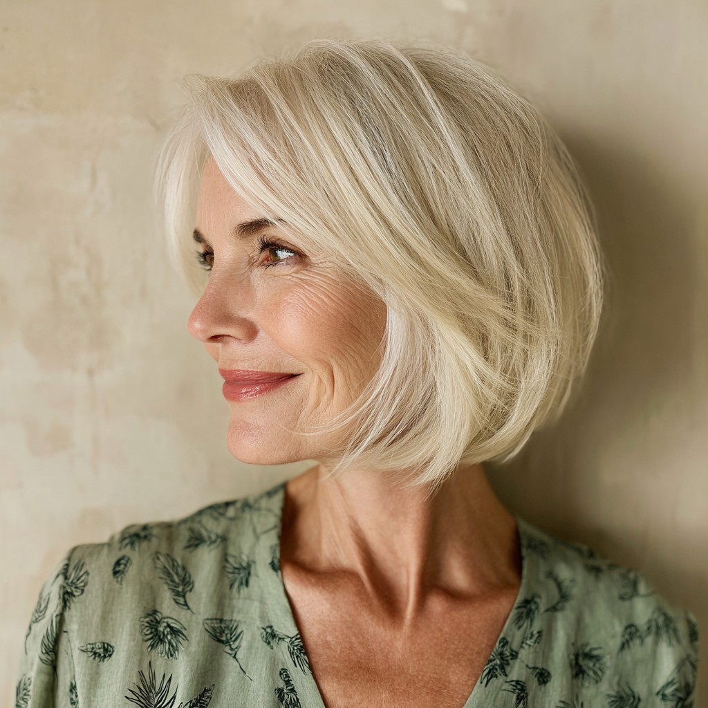 Textured Icy Blonde Bob with Soft Movement