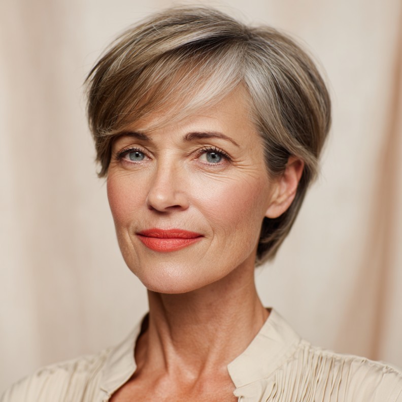 Textured Pixie Bob with Subtle Silver Highlights