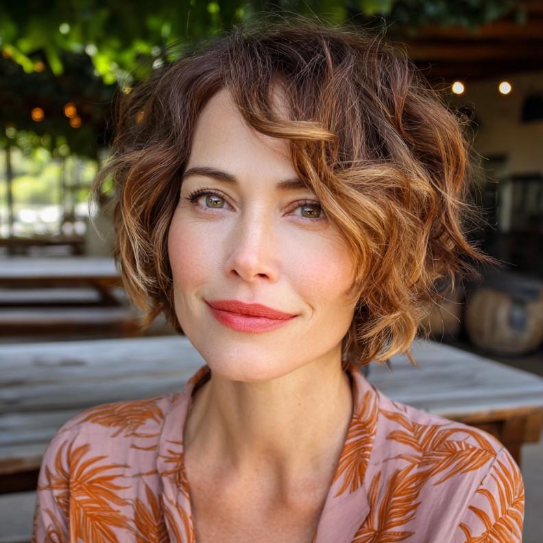Textured Wavy Pixie Bob with Subtle Highlights